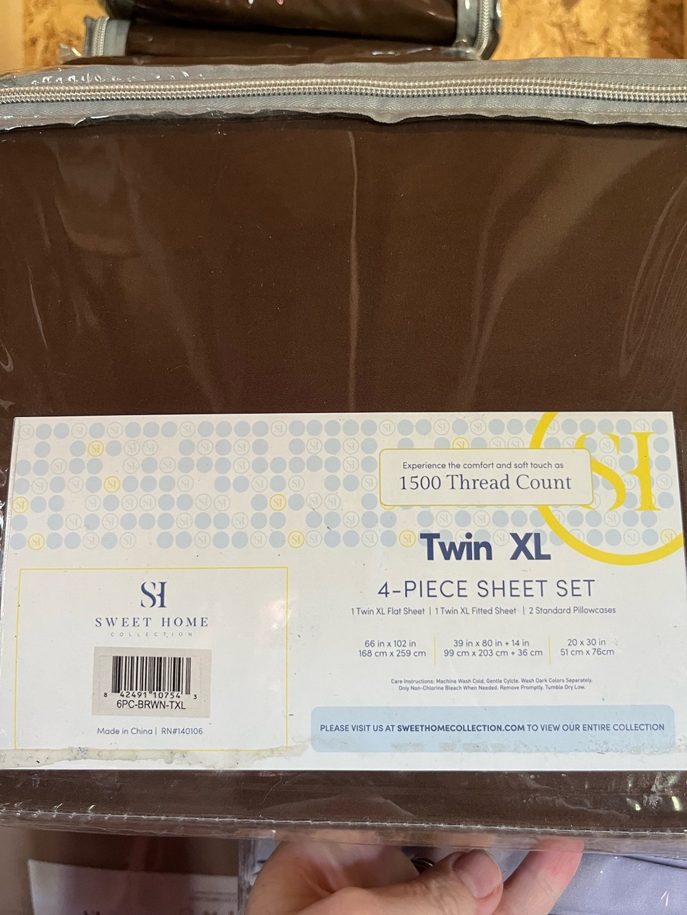 Sweet Home Twin XL 3PC Sheet Set in Brown